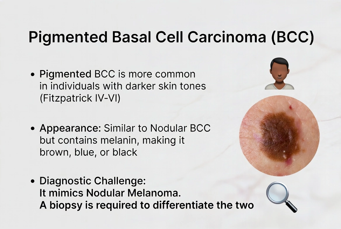 How does pigmented basal cell carcinoma looks
