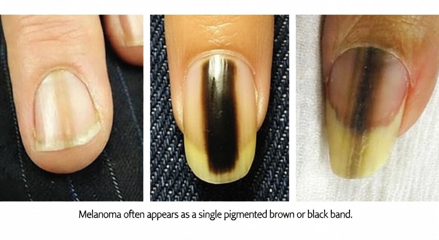 how does subungual melanoma appears on the nail